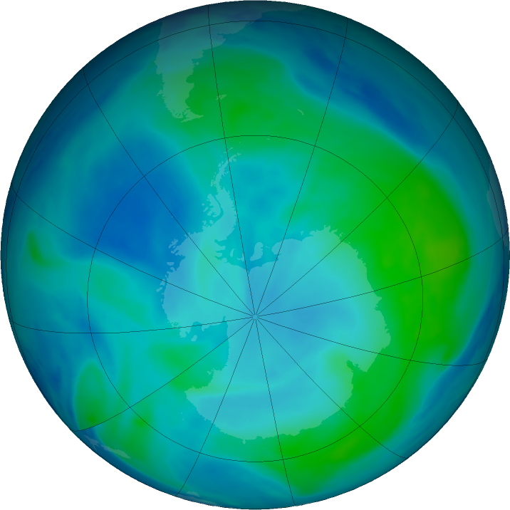 Antarctic ozone map for 28 January 2021